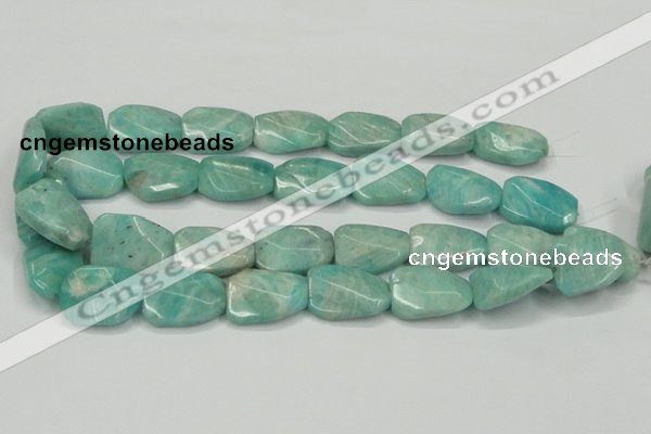 CAM413 18*25mm faceted & twisted rectangle natural russian amazonite beads