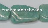 CAM415 22*30mm twisted rectangle natural russian amazonite beads