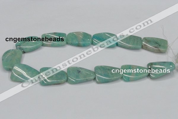 CAM415 22*30mm twisted rectangle natural russian amazonite beads