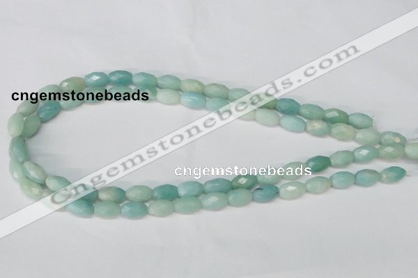 CAM604 15.5 inches 8*12mm faceted rice Chinese amazonite gemstone beads