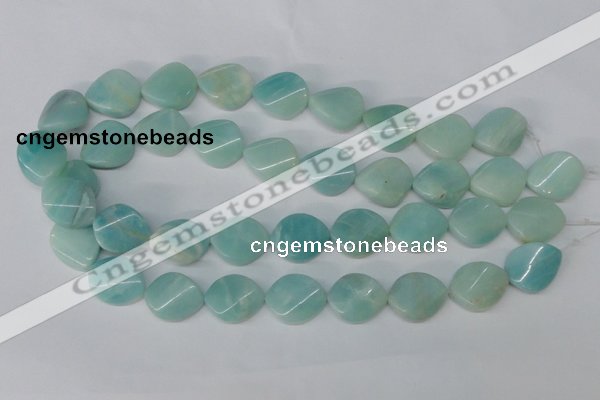 CAM607 15.5 inches 18*22mm twisted oval Chinese amazonite beads