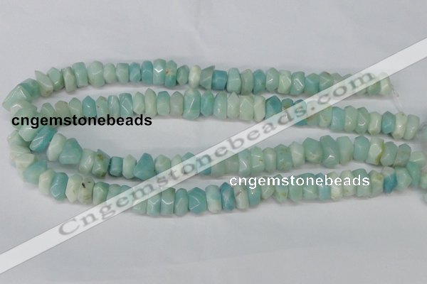 CAM611 15.5 inches 6*14mm faceted nugget Chinese amazonite beads