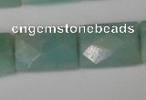 CAM633 15.5 inches 10*14mm faceted rectangle Chinese amazonite beads