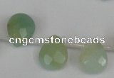 CAM634 Top-drilled 8*10mm faceted flat teardrop Chinese amazonite beads