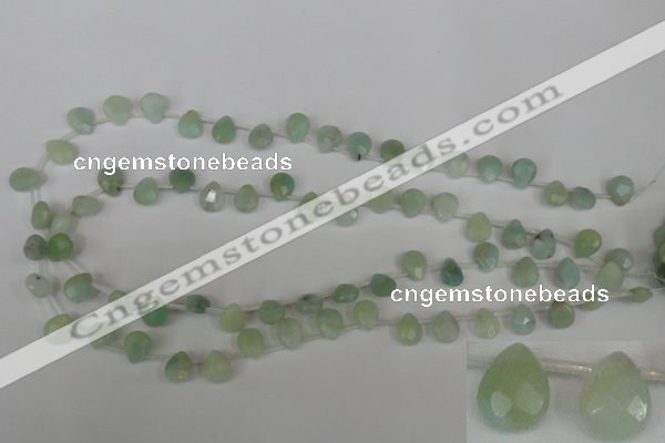 CAM634 Top-drilled 8*10mm faceted flat teardrop Chinese amazonite beads