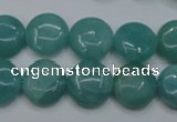 CAM916 15.5 inches 14mm flat round amazonite gemstone beads wholesale