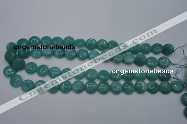 CAM916 15.5 inches 14mm flat round amazonite gemstone beads wholesale