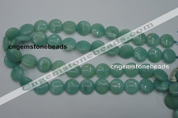 CAM917 15.5 inches 16mm flat round amazonite gemstone beads wholesale