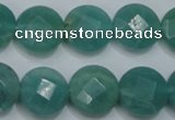 CAM942 15.5 inches 14mm faceted coin amazonite gemstone beads