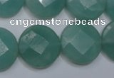 CAM945 15.5 inches 20mm faceted coin amazonite gemstone beads