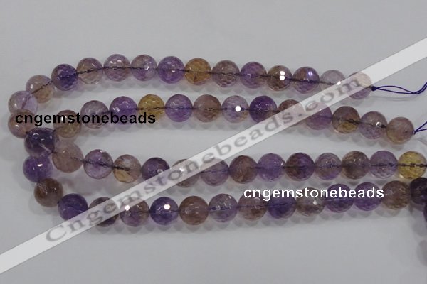 CAN11 15.5 inches 12mm faceted round natural ametrine gemstone beads