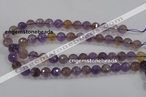 CAN12 15.5 inches 14mm faceted round natural ametrine gemstone beads