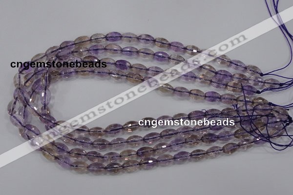 CAN18 15.5 inches 6*10mm faceted rice natural ametrine beads