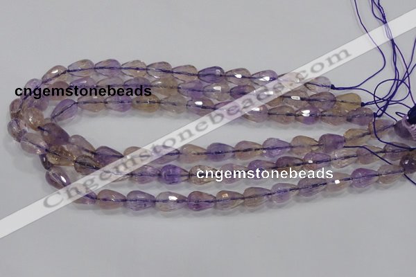 CAN23 15.5 inches 10*14mm faceted teardrop natural ametrine beads