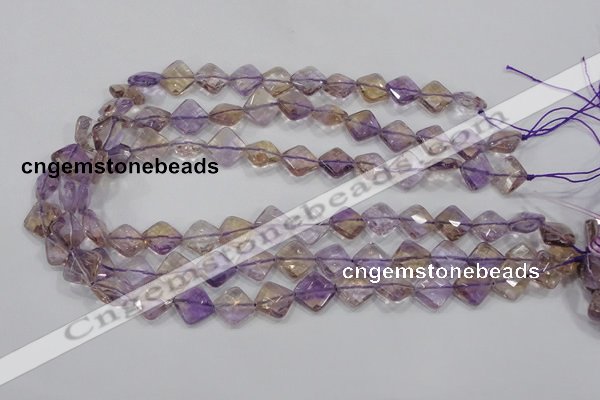 CAN34 15.5 inches 12*12mm faceted diamond natural ametrine beads