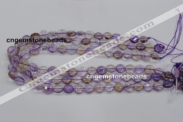 CAN41 15.5 inches 12mm flat round natural ametrine gemstone beads