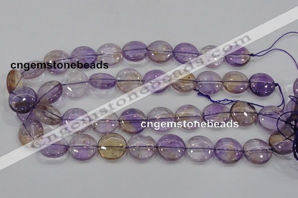 CAN43 15.5 inches 16mm flat round natural ametrine gemstone beads