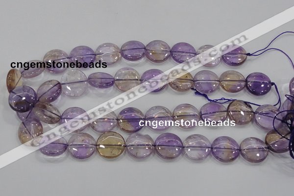 CAN44 15.5 inches 18mm flat round natural ametrine gemstone beads