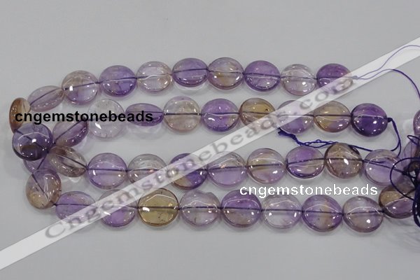 CAN45 15.5 inches 20mm flat round natural ametrine gemstone beads