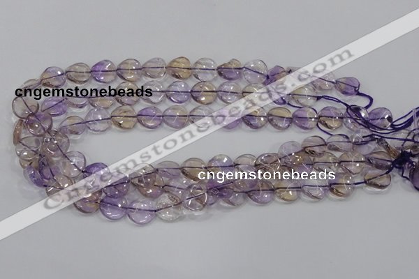 CAN52 15.5 inches 14mm twisted coin natural ametrine gemstone beads