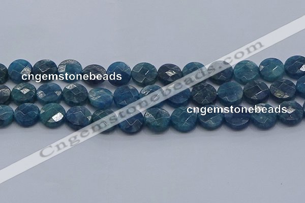 CAP389 15.5 inches 12mm faceted coin apatite gemstone beads
