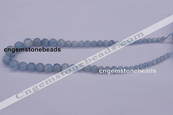 CAQ128 15.5 inches multi-size round natural aquamarine beads wholesale