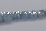 CAQ130 15.5 inches multi-size round natural aquamarine beads