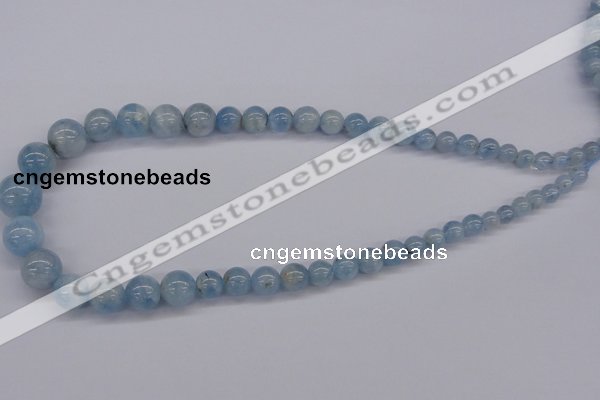 CAQ130 15.5 inches multi-size round natural aquamarine beads