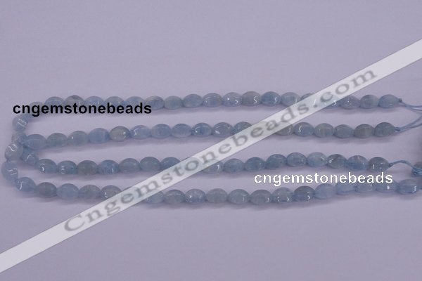 CAQ132 15.5 inches 7*10mm faceted rice natural aquamarine beads