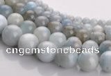 CAQ14 Multi sizes round natural aquamarine gemstone beads wholesale