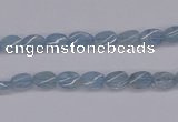 CAQ147 15.5 inches 5*7mm twisted oval natural aquamarine beads