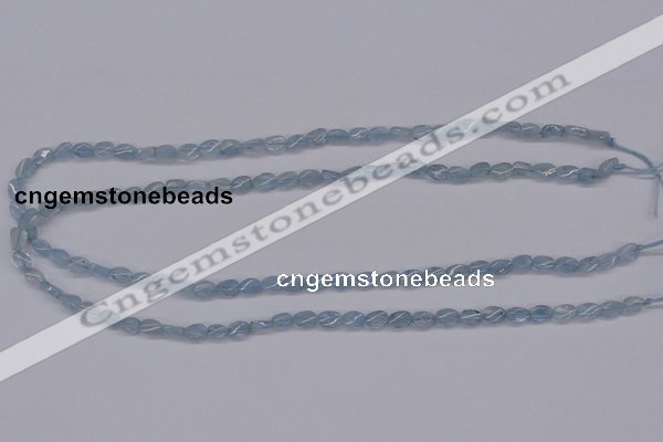 CAQ147 15.5 inches 5*7mm twisted oval natural aquamarine beads