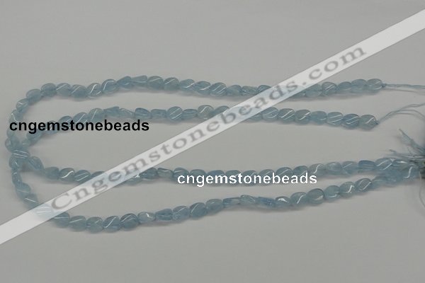 CAQ148 15.5 inches 6*8mm twisted oval natural aquamarine beads