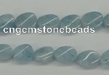 CAQ149 15.5 inches 8*12mm twisted oval natural aquamarine beads