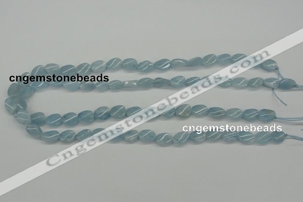 CAQ149 15.5 inches 8*12mm twisted oval natural aquamarine beads