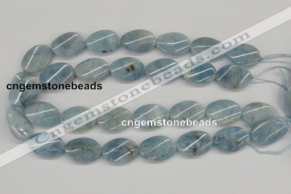 CAQ151 15.5 inches 18*25mm twisted oval natural aquamarine beads