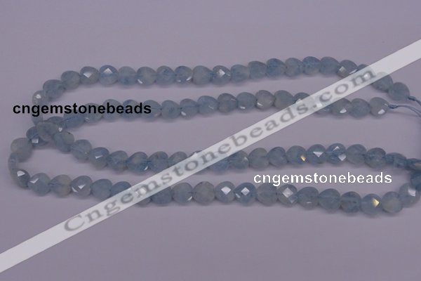 CAQ155 15.5 inches 10*10mm faceted heart natural aquamarine beads