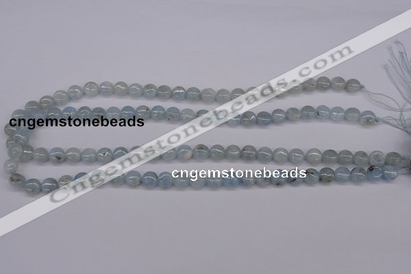 CAQ156 15.5 inches 8mm flat round natural aquamarine beads