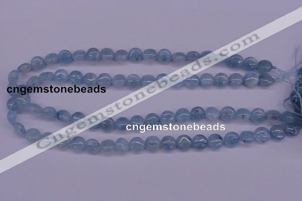 CAQ157 15.5 inches 10mm flat round natural aquamarine beads