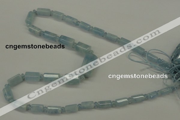 CAQ160 15.5 inches rondelle & faceted column natural aquamarine beads