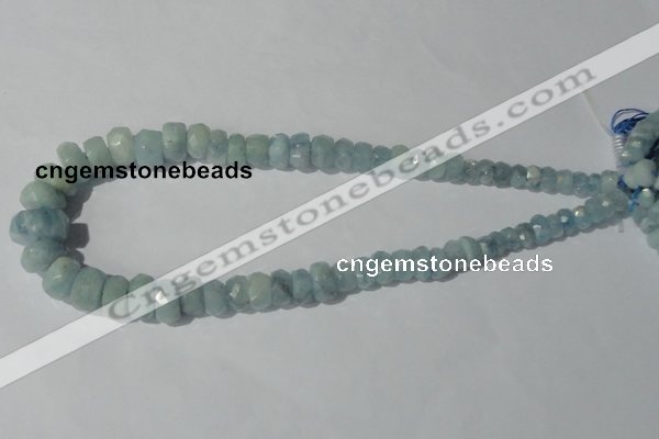 CAQ208 15.5 inches multi-size faceted rondelle natural aquamarine beads