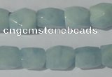 CAQ209 15.5 inches 10*14mm faceted nugget natural aquamarine beads