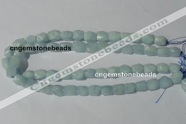 CAQ209 15.5 inches 10*14mm faceted nugget natural aquamarine beads