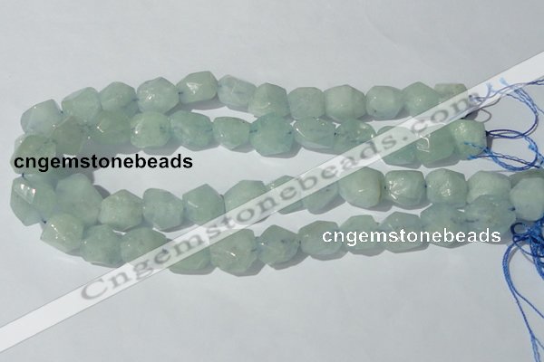 CAQ210 15.5 inches 14*16mm faceted nugget natural aquamarine beads