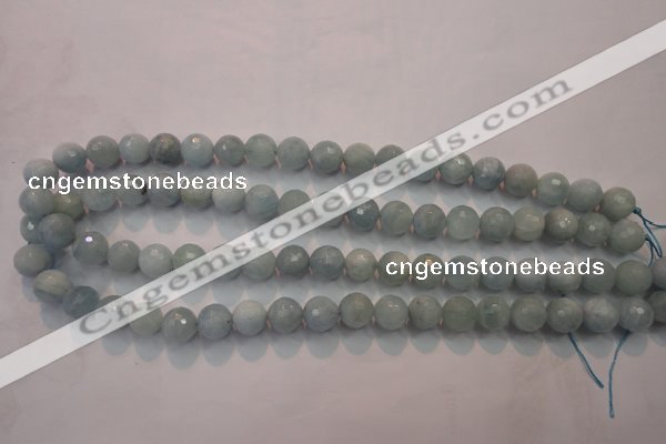 CAQ224 15 inches 10mm faceted round aquamarine beads wholesale