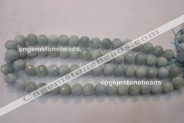 CAQ225 15 inches 12mm faceted round aquamarine beads wholesale