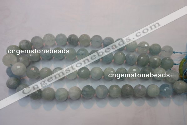 CAQ226 15 inches 14mm faceted round aquamarine beads wholesale