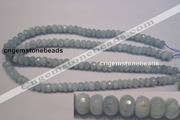 CAQ307 15.5 inches 6*10mm faceted rondelle natural aquamarine beads