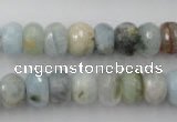 CAQ353 15.5 inches 8*12mm faceted rondelle natural aquamarine beads