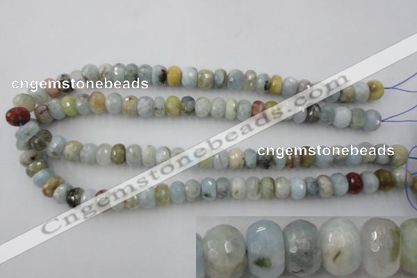 CAQ353 15.5 inches 8*12mm faceted rondelle natural aquamarine beads